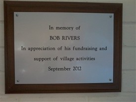 Photo:Plaque in Village Hall in gratitude for Bob's contribution for the community
