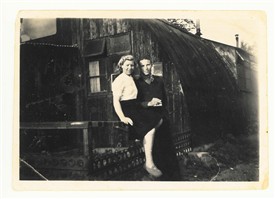 Photo:This loving couple at the Nissen huts camp are Lil and John Hayward.