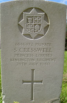Photo:Private Cresswell's grave at Hothfield where he last served