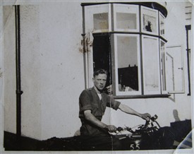 Photo:Private Stan Cresswell on his Norton - but where?